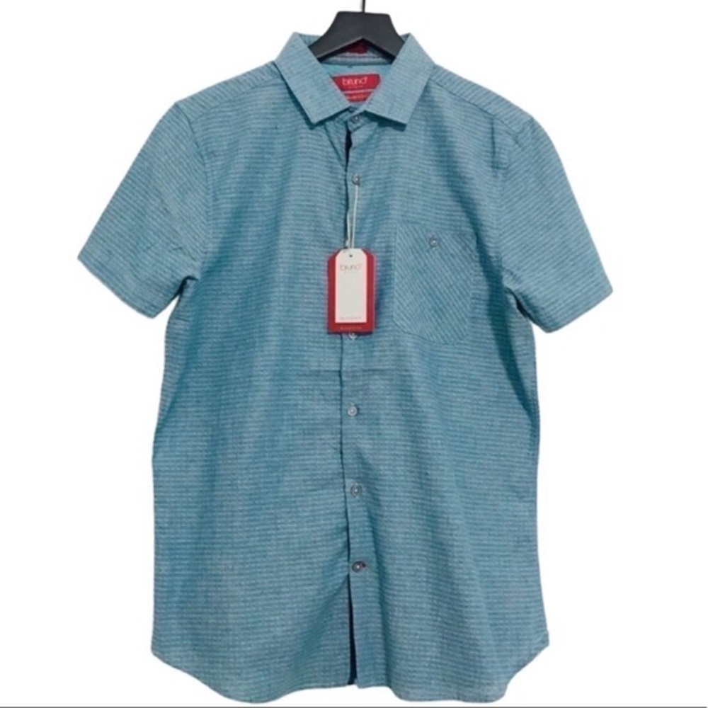New! Bruno Milano Linen Men’s Button Down Short Sleeve Shirt